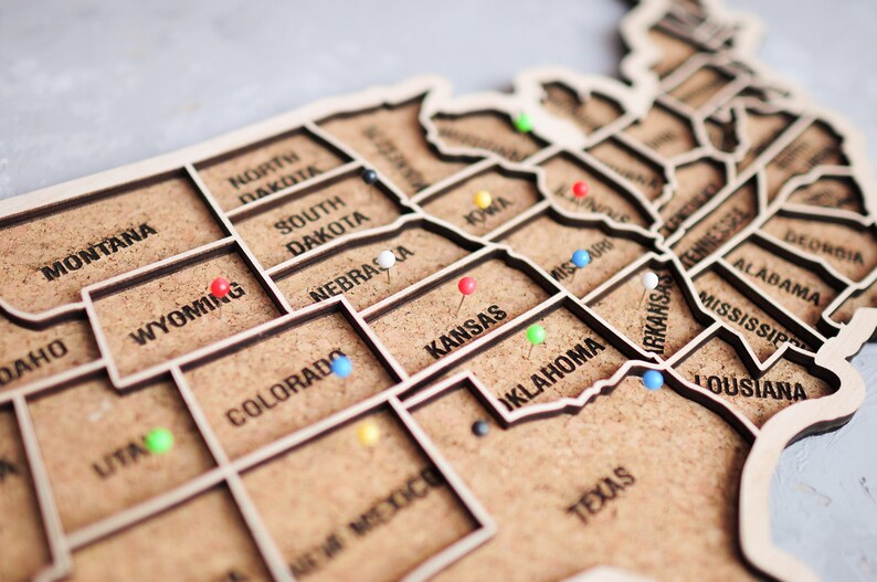 Cork large united states map push pin usa cork board map us Etsy