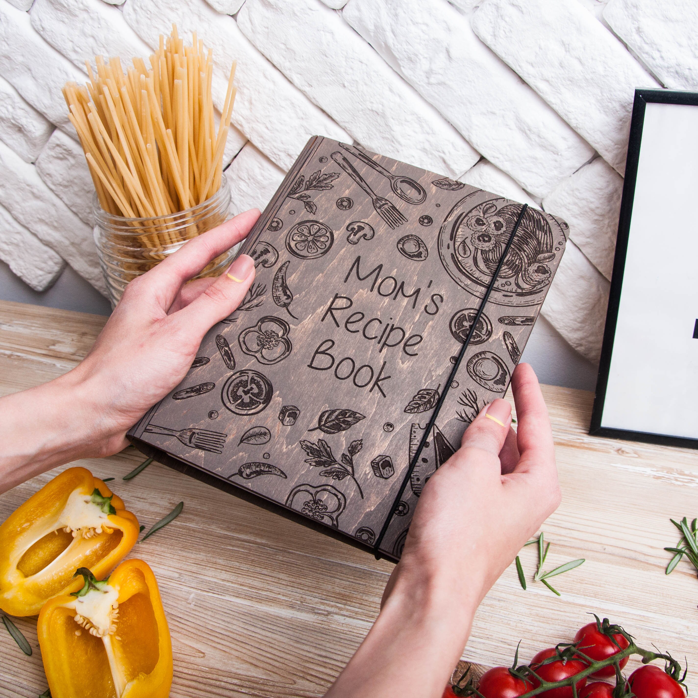 Personalized Wooden Recipe Book Binder Custom Journal Cookbook Etsy