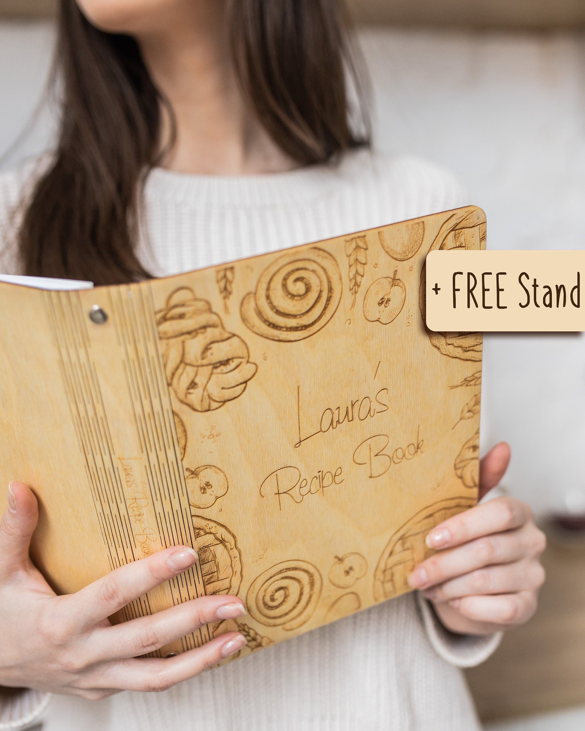 Leggio Portaricette In Legno Massello Rustico – Supporto Smontabile Per Libri Di Cucina, IPad E Riviste, Idea Regalo Per Chef - 2
