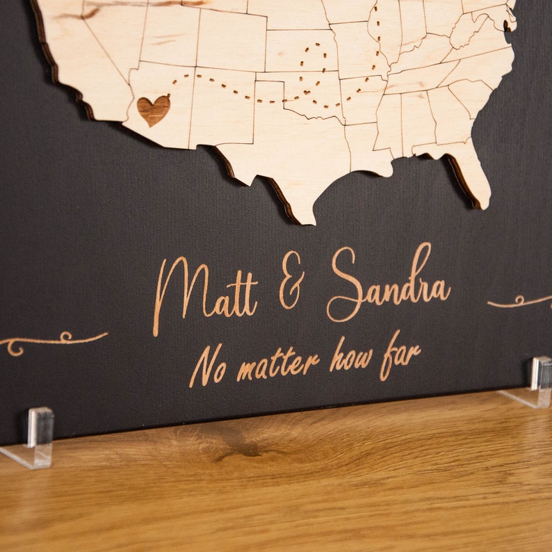 Moving Away Gift, Long Distance Relationship Gifts For Boyfriend, Going Away Gifts For a Friend, Long Distance Best Friend Two State Map image 3