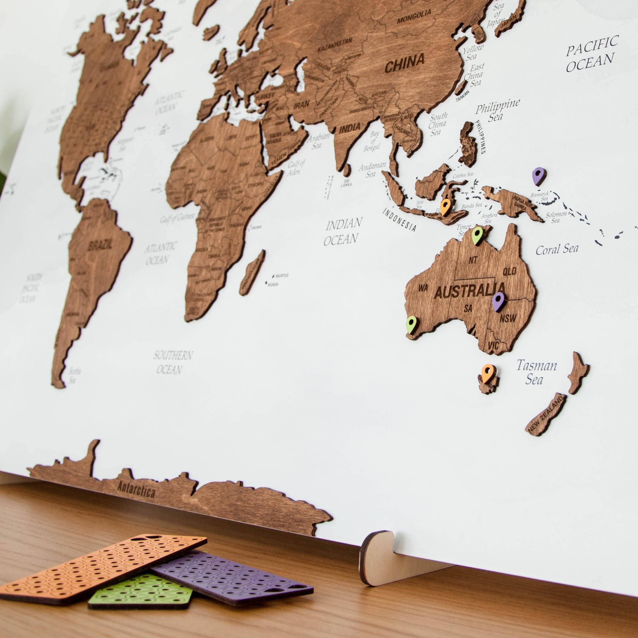 Push Pin World Map With Pins, Wooden Travel Map Wall Art for Couples - Etsy