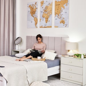 3D Weltkarte, Kork Weltkarte Wandkunst, hölzerne Weltkarte Push Pin, personalisierte Reisekarte, über dem Bett Dekor, Pinnwand Wohnung Dekor Bild 10