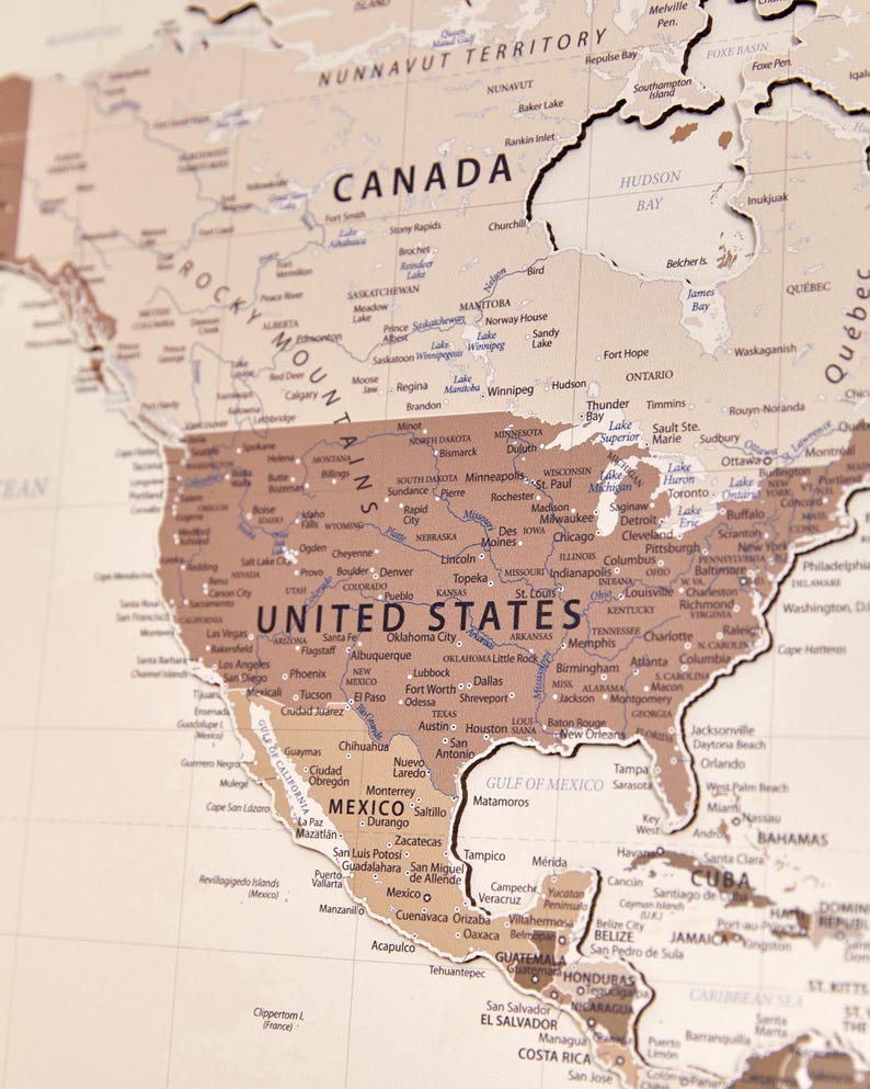 Wooden World Map Wall Art With Pins, Housewarming Gift, Anniversary ...