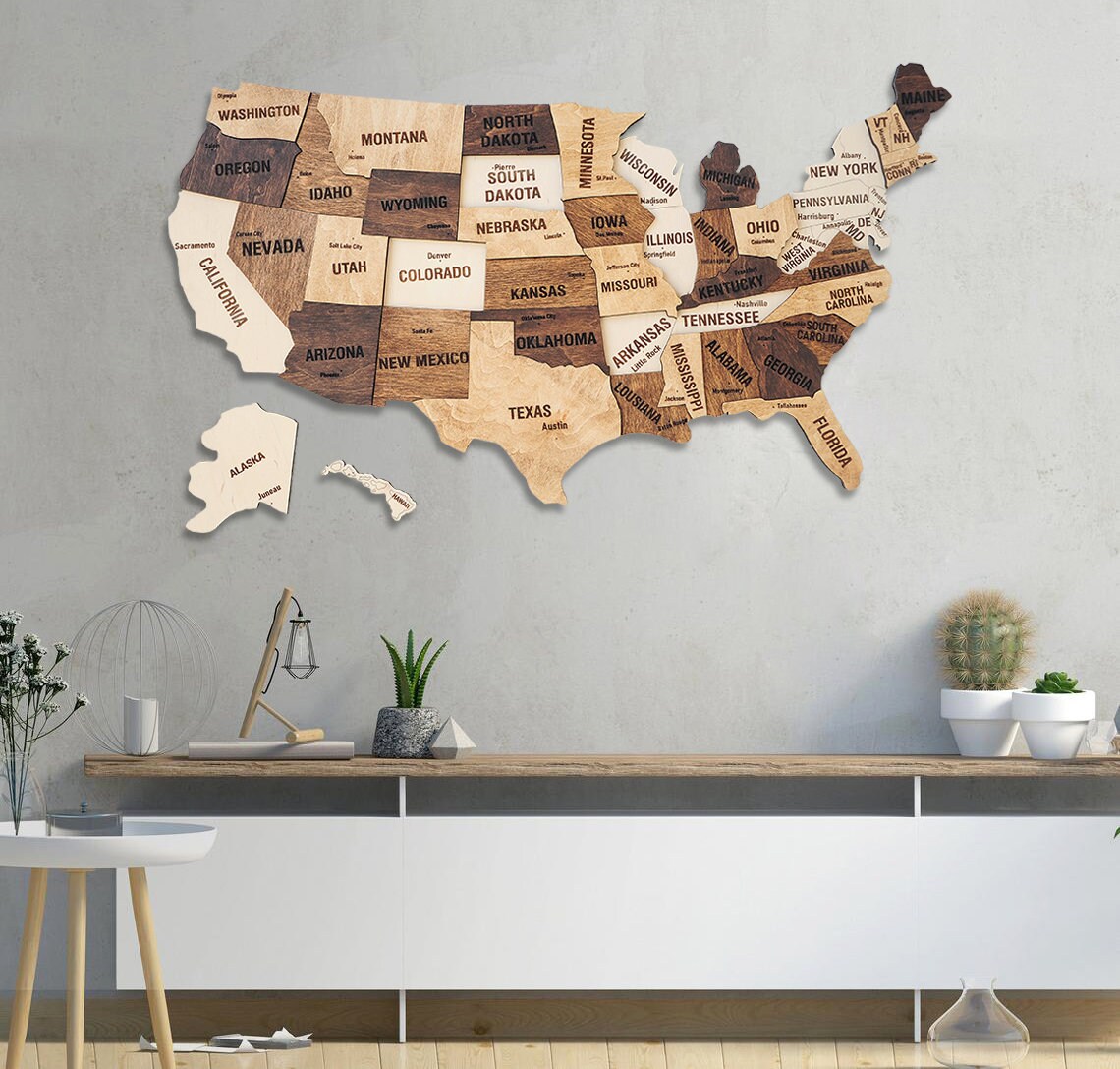 Push pin map of United States extra large wall art wooden map Etsy