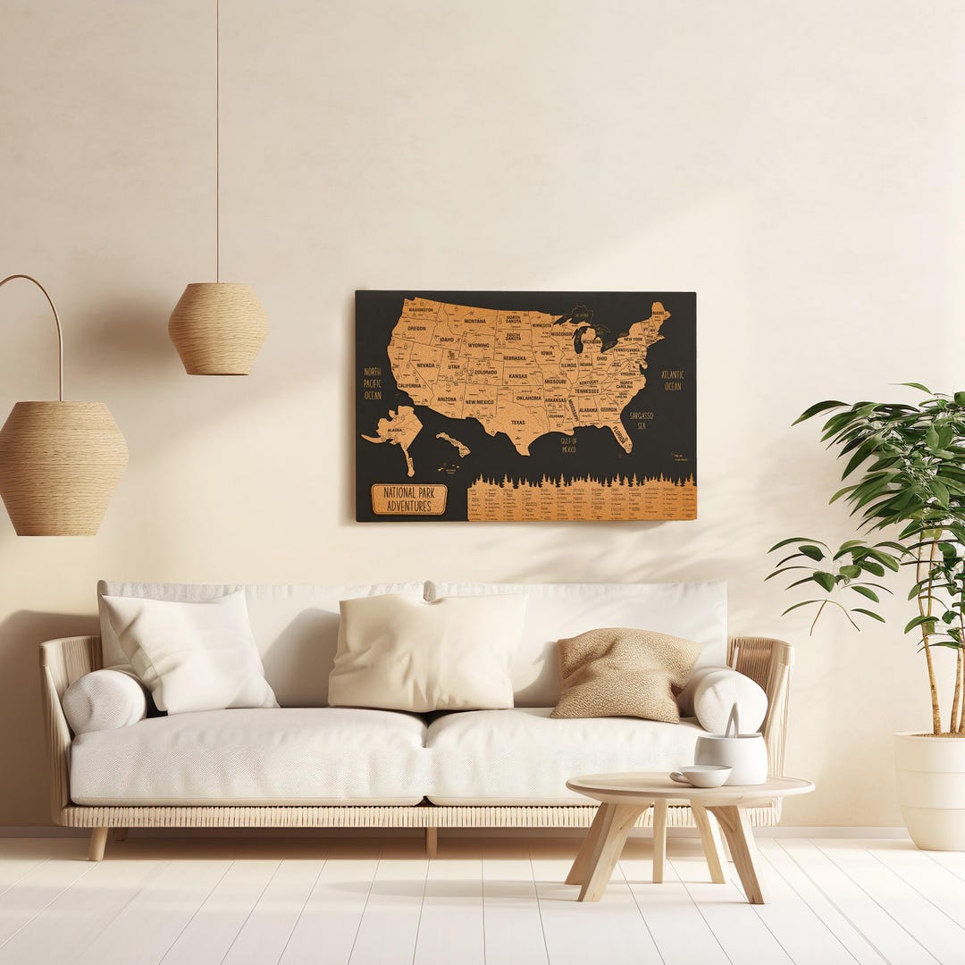 National Park Map of USA Push Pin Travel Map With Pins, United States ...