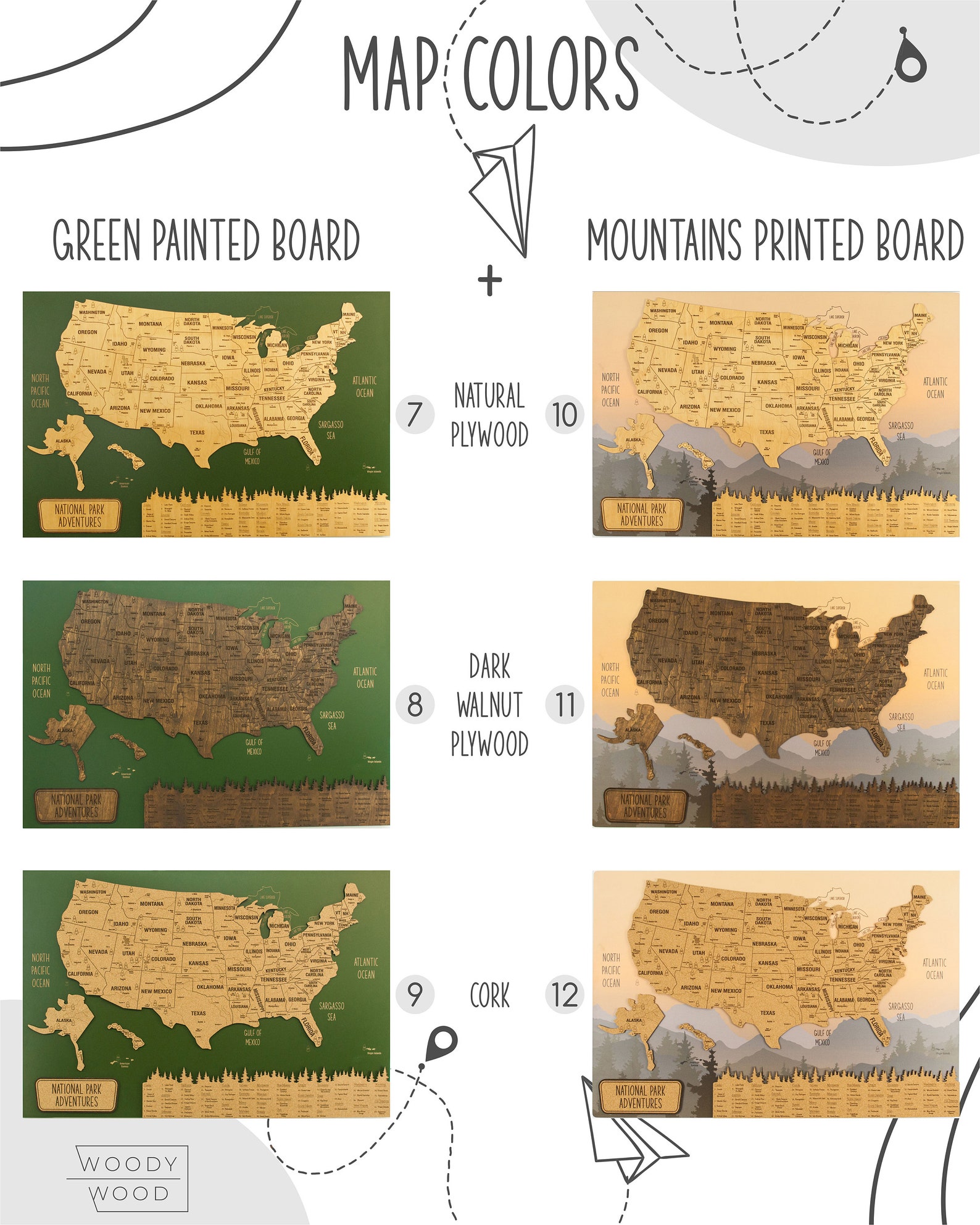 Push Pin USA National Park Map - Il 7msv wood map of united states