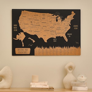 National Park USA Karte Wohnung Dekor, Reise Karte mit Pins 5