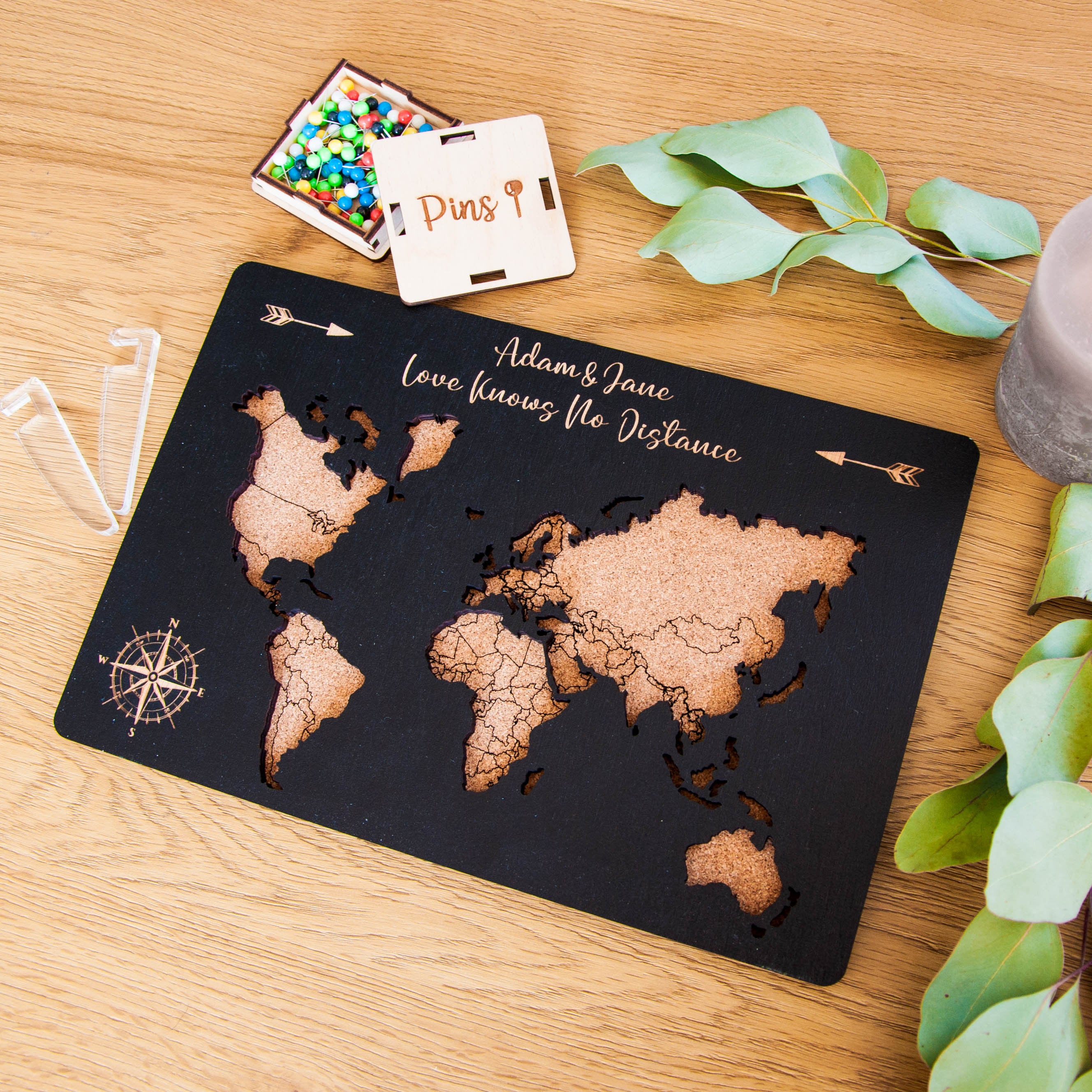 World Map Push Pin, Cork Board Wooden World Map, Custom Travel Map, Apartment Decor Wood Map Of The World