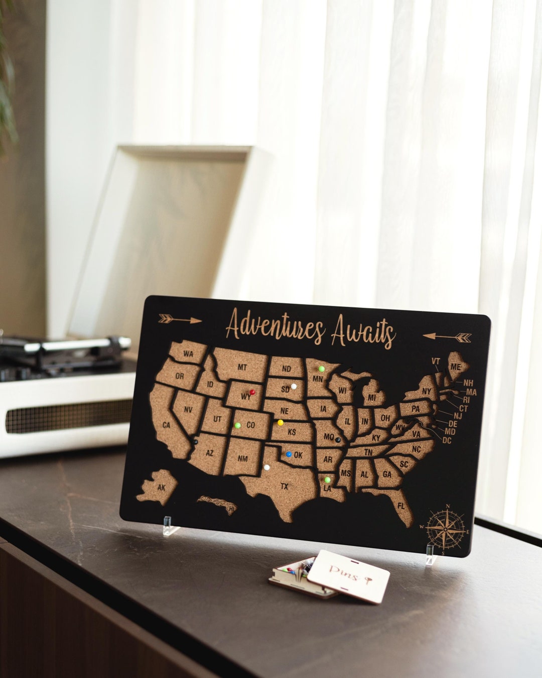 USA Map Push Pin Couples Gift, United States Family Travel Map ...