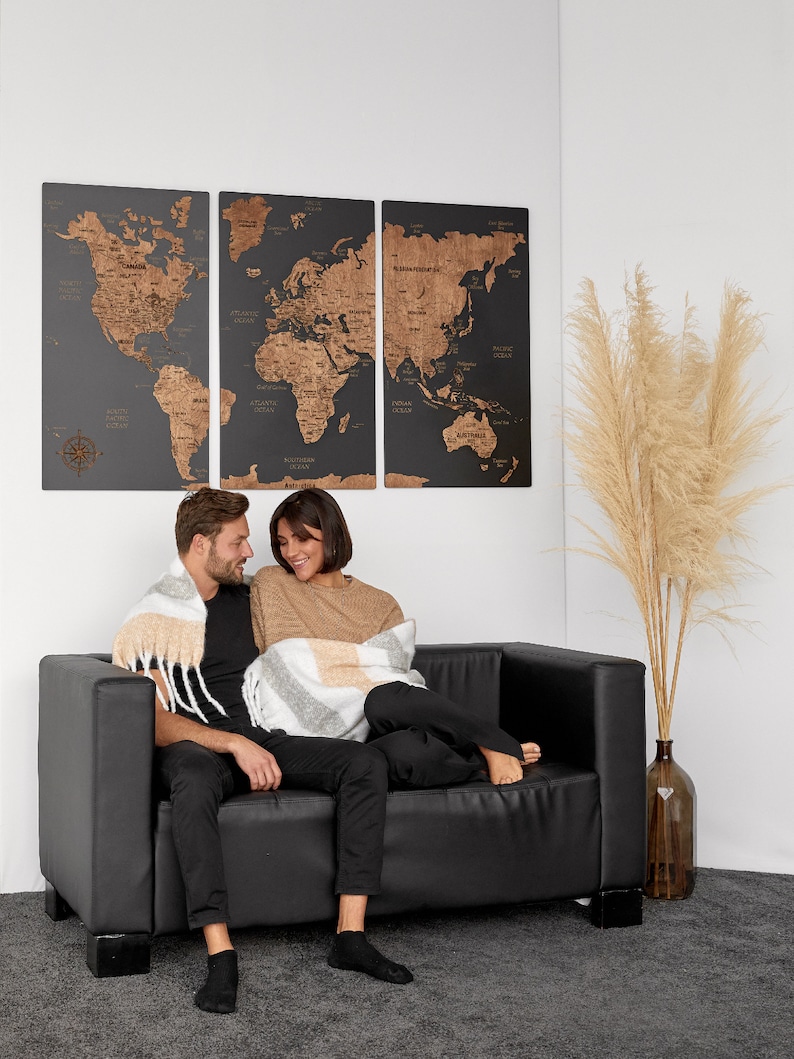 world map wall art wall decoration 5th anniversary gift