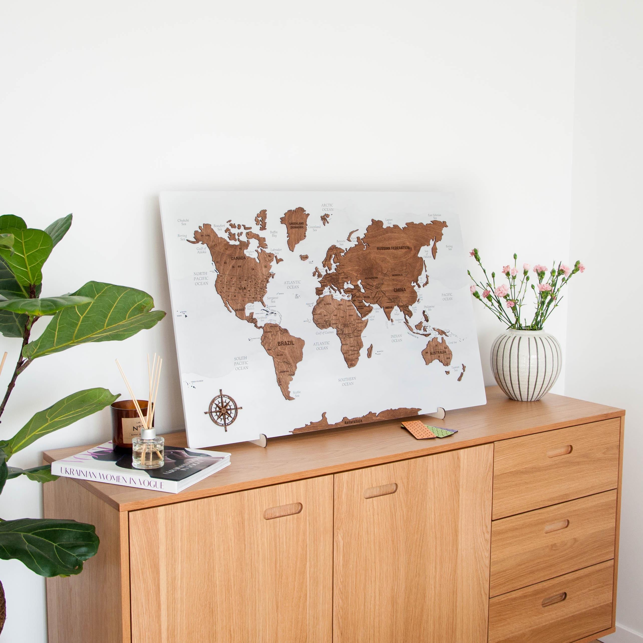 Push Pin World Map With Pins, Wooden Travel Map Wall Art for Couples - Etsy