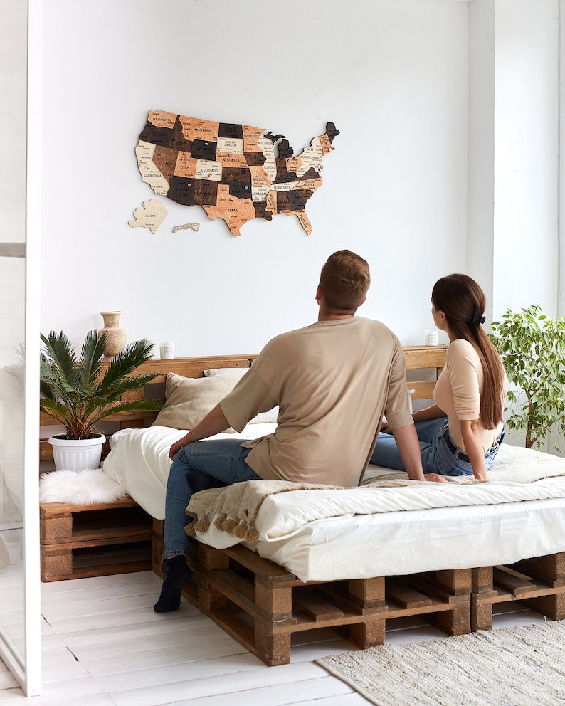 US Travel Map, Push Pin Map, Wood Map Of United States, Apartment Decor New Apartment Gift, USA Wooden Wall Map image 8