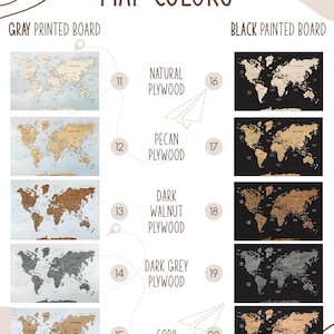 World Map Wall Art Push Pin Map, Cork Board Wooden Travel Map Wall Decor, Wood Wall Map 5th Anniversary Gift, 3 Panel Wall Art image 6