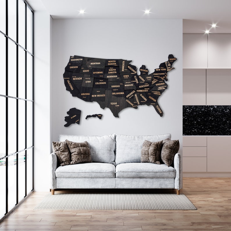 Wood USA Map, Push Pin US Travel Map, United States Travel Gift Extra Large Wall Art, 5th Anniversary Travel Gifts image 1