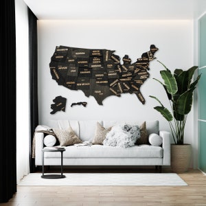 Wood USA Map, Push Pin US Travel Map, United States Travel Gift Extra Large Wall Art, 5th Anniversary Travel Gifts image 2