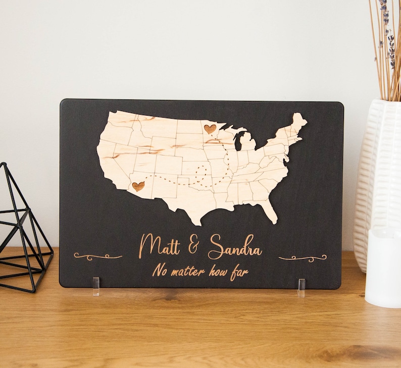 Moving Away Gift, Long Distance Relationship Gifts For Boyfriend, Going Away Gifts For a Friend, Long Distance Best Friend Two State Map image 1