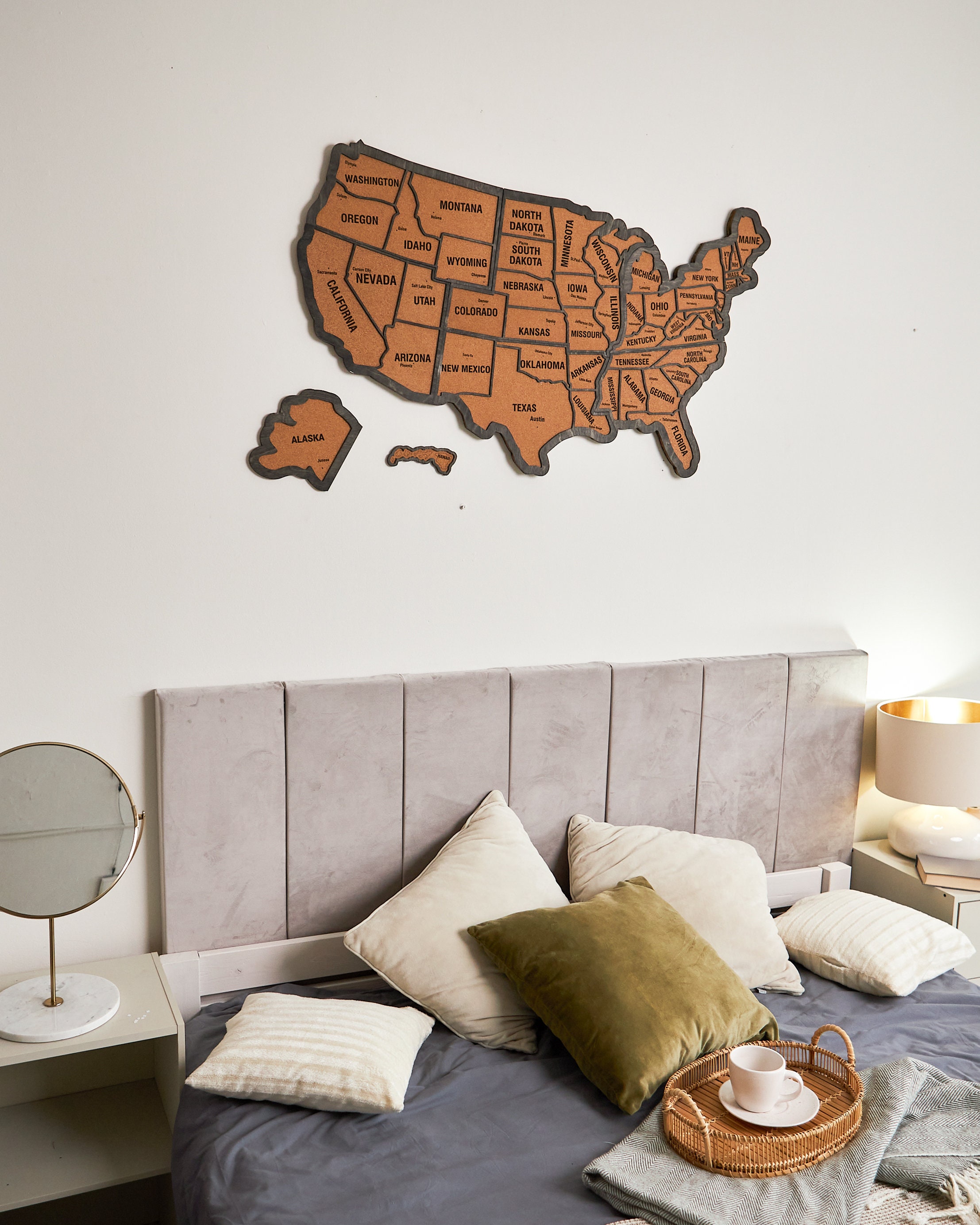 Push Pin USA Map, Wooden Wall Apartment Decor, Wood Map of United ...