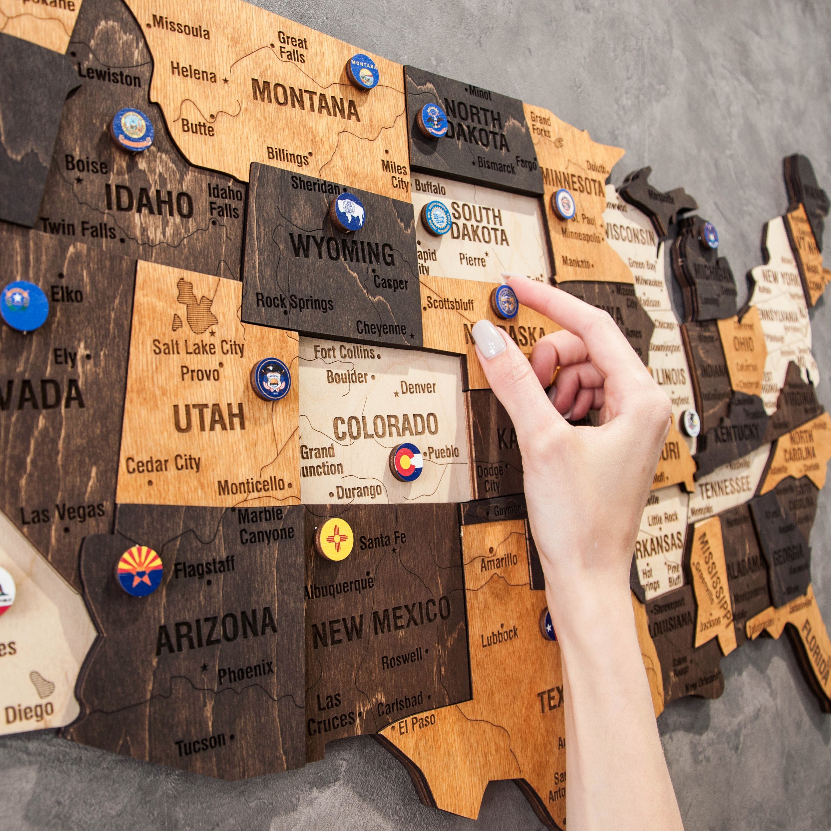 USA States Flags Push Pins