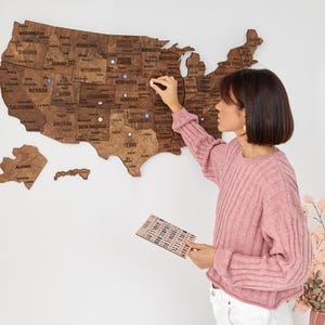 USA Push Pin Travel Map for Couples Map Wall Art, United States Map ...