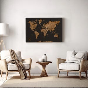 Carte du monde 3D avec épingles, décoration murale en bois, carte de voyage en couple, carte du monde à épingles, cadeau 5e anniversaire, livre d'or de mariage