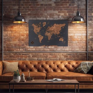 Weltkarte Pin Anstecknadel Hölzernen Jahrestag Geschenk, Reise-Karte Wohnung Dekor hölzerne Wand-Kunst, Ruhestand Geschenk Weltkarte Wand-Kunst-Klassenzimmer-Dekor
