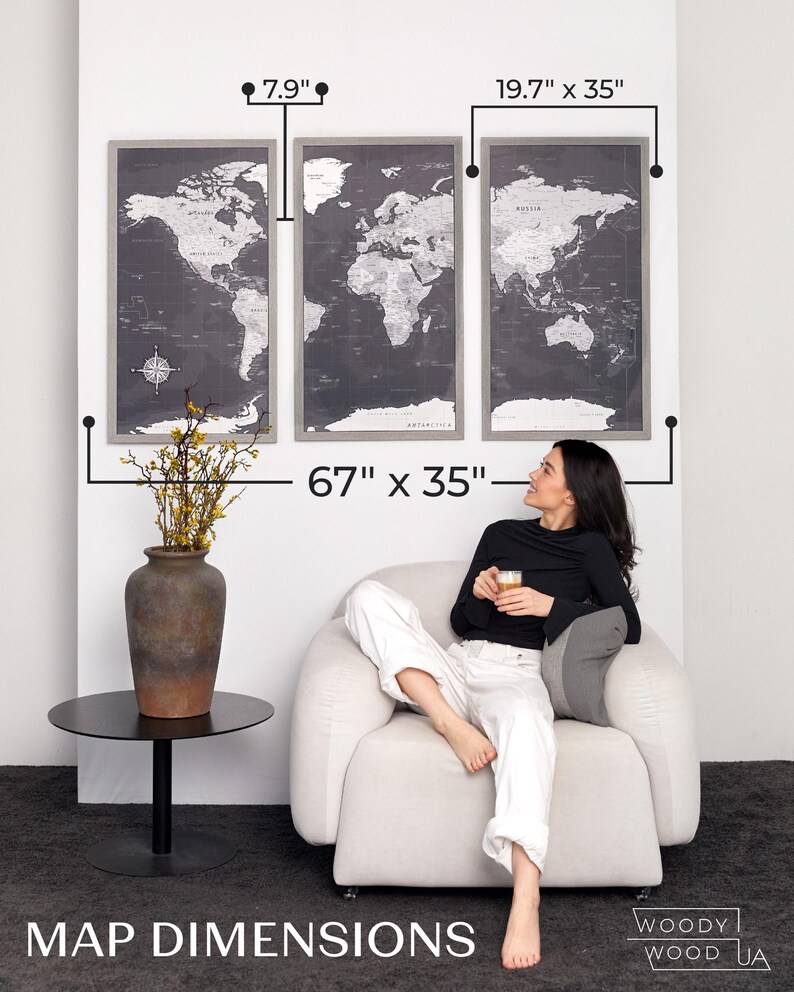 Wooden World Map Wall Art With Pins, Housewarming Gift, Anniversary ...