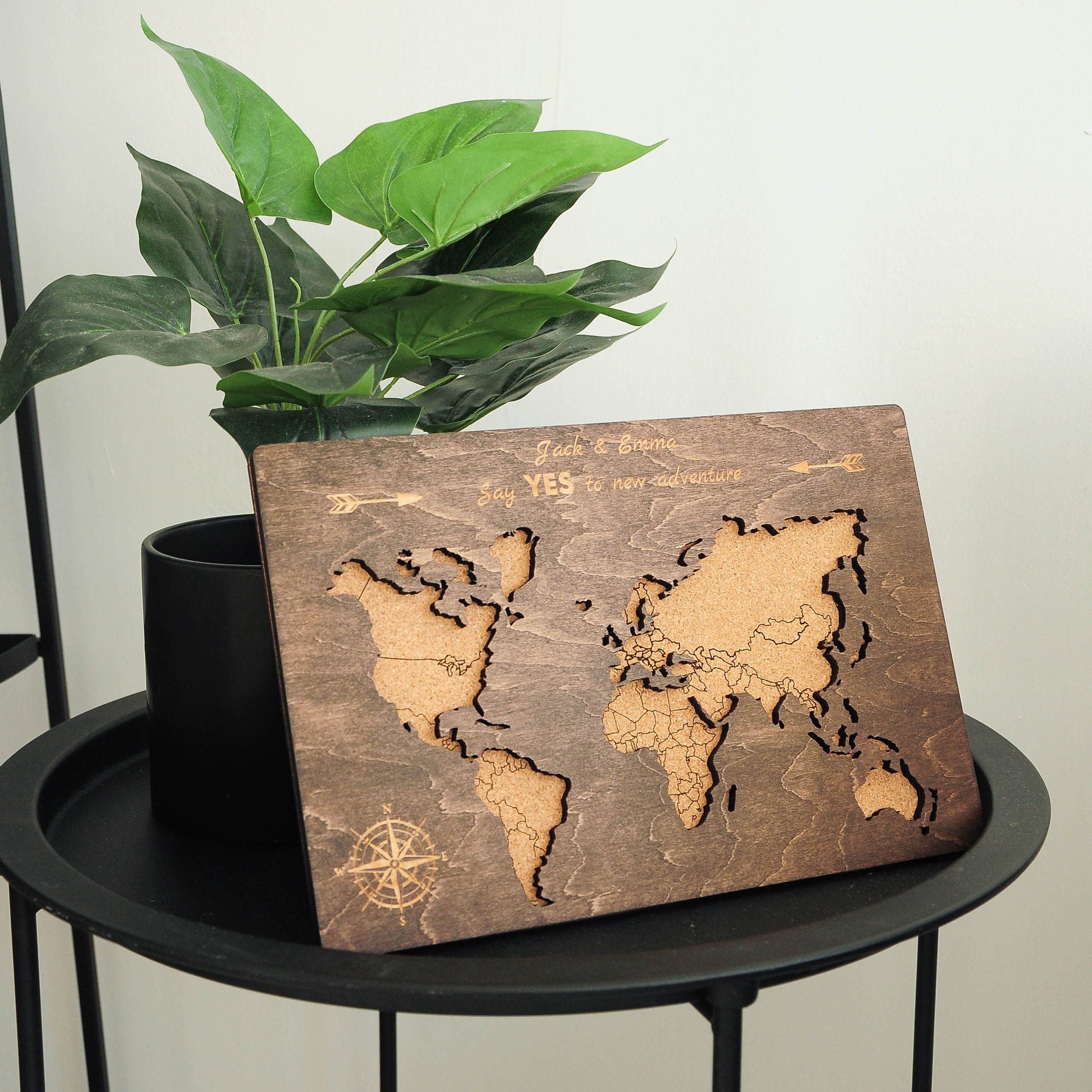 World Map Push Pin, Cork Board Wooden World Map, Custom Travel Map, Apartment Decor Wood Map Of The World