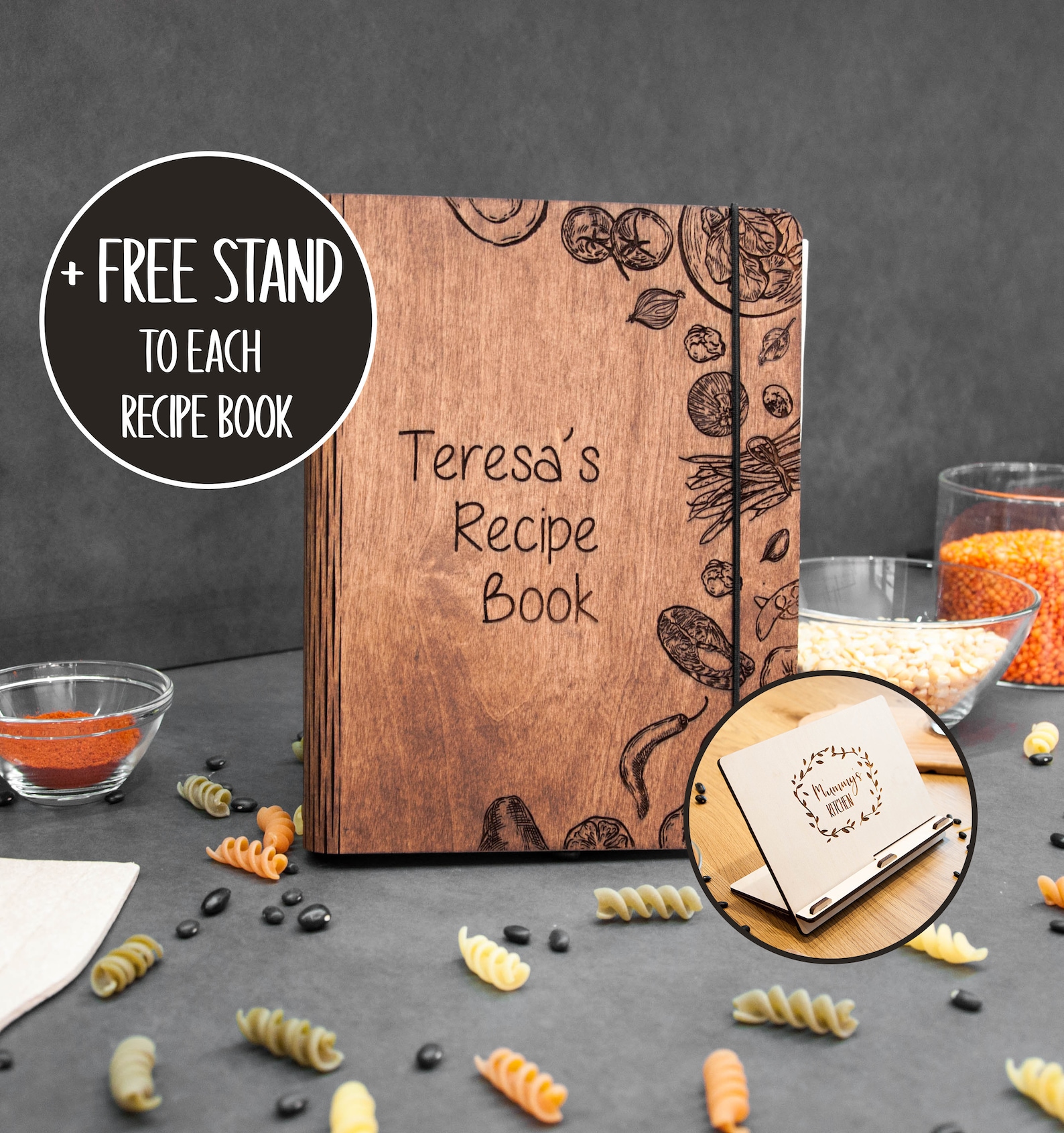 Personalized Wooden Recipe Book Binder Custom Journal Cook Etsy
