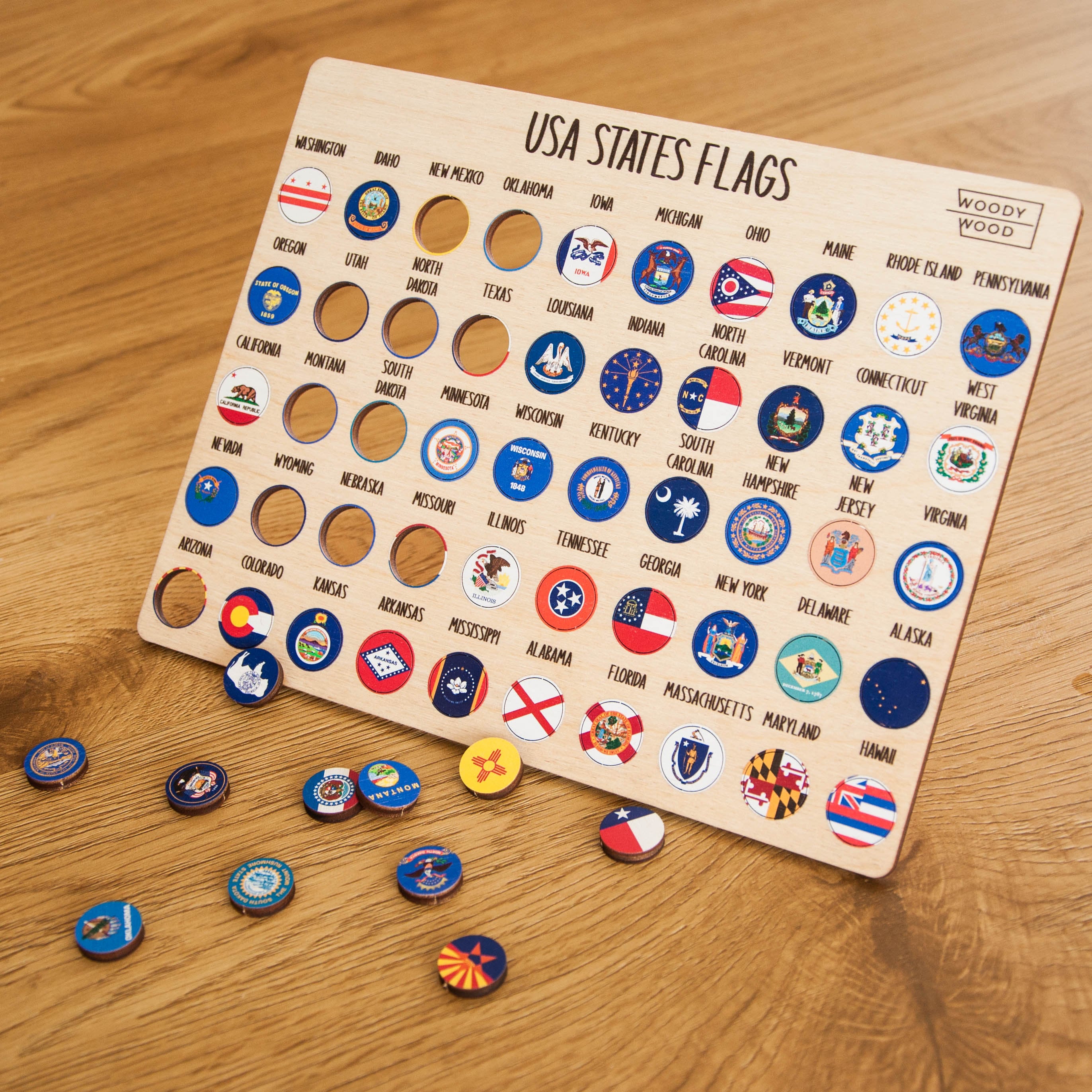 USA States Flags Push Pins