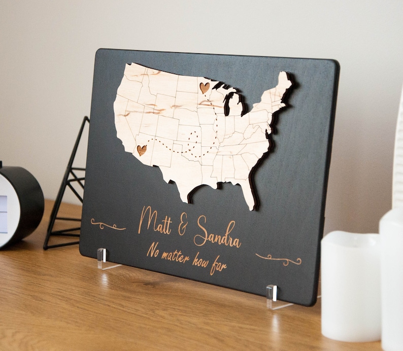 Moving Away Gift, Long Distance Relationship Gifts For Boyfriend, Going Away Gifts For a Friend, Long Distance Best Friend Two State Map image 2