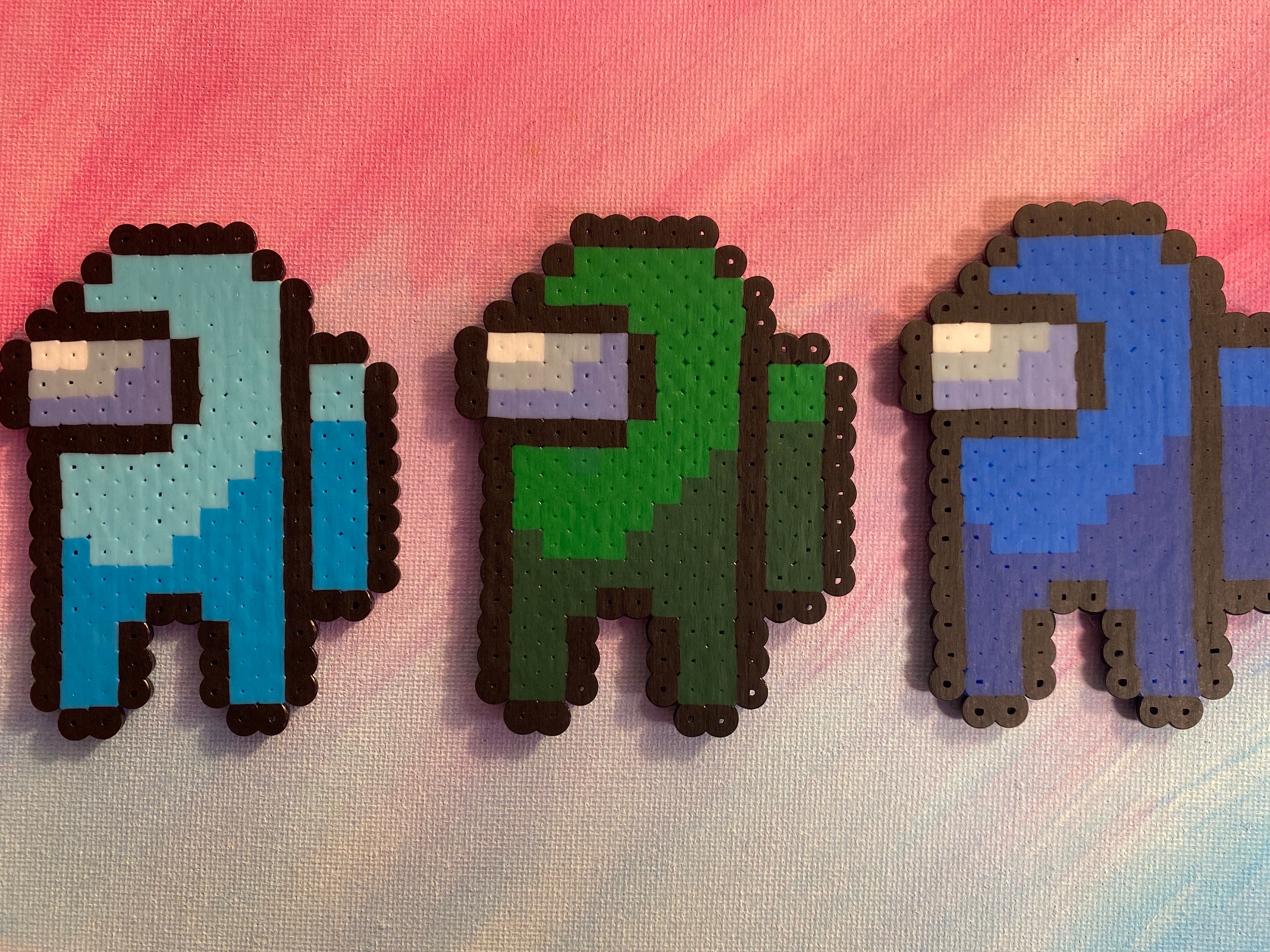 Among Us Keychain Perler Bead Pixel Art Sprite Etsy
