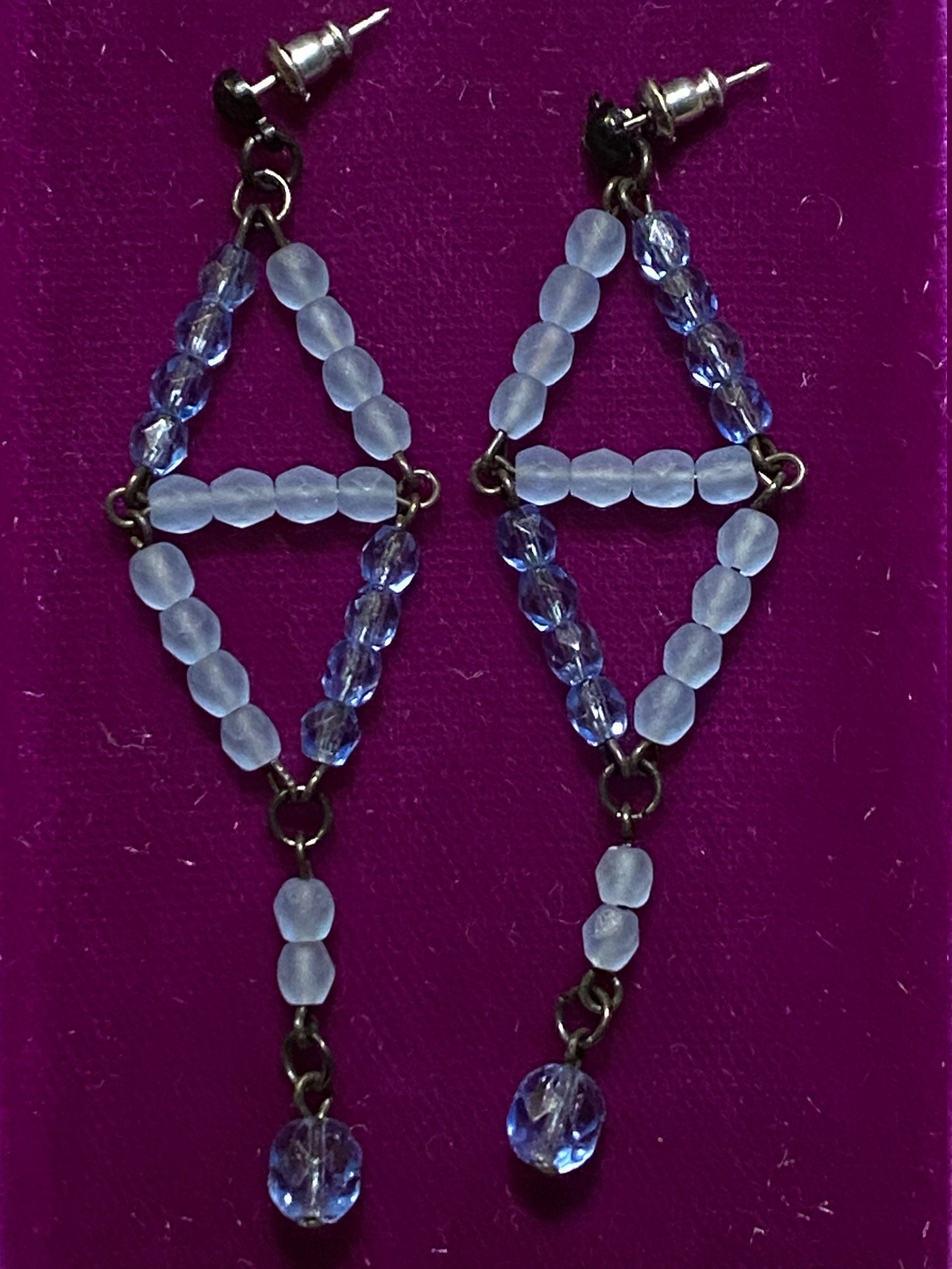 Boucles D'oreilles AGATHA En Argent Sterling - Couleurs Vert Et Bleu Ciel - Fermoir Clous - Neuves Jamais Portées