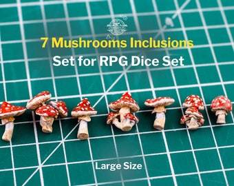 7 Mushrooms Inclusion Set for RPG Dice Crafting, 3D Printed and Painted Mushrooms Figure, Inclusion for RPG Resin Dice - Set of 7 Mushrooms
