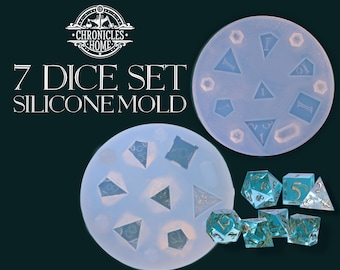 Silicone RPG Dice Mold - Jewelry Grade & Transparent - Resin Dice Mold - Set of 7 Sharp Edge Dice - Silicone Mould for Custom UV Resin Dice