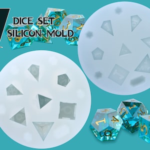 Silicone Dice Mold for Resin - 7 RPG Dice Set - Reusable Silicone Mold for Custom Resin Polyhedral Dice - Sharp Edge Dice for Board Games