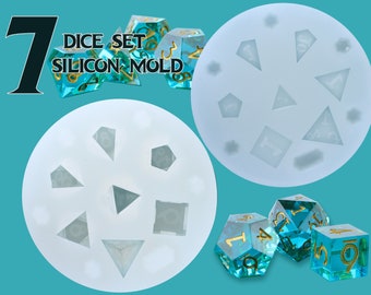 Silicone Sharp Edge Dice Mold - 7 Dice Set