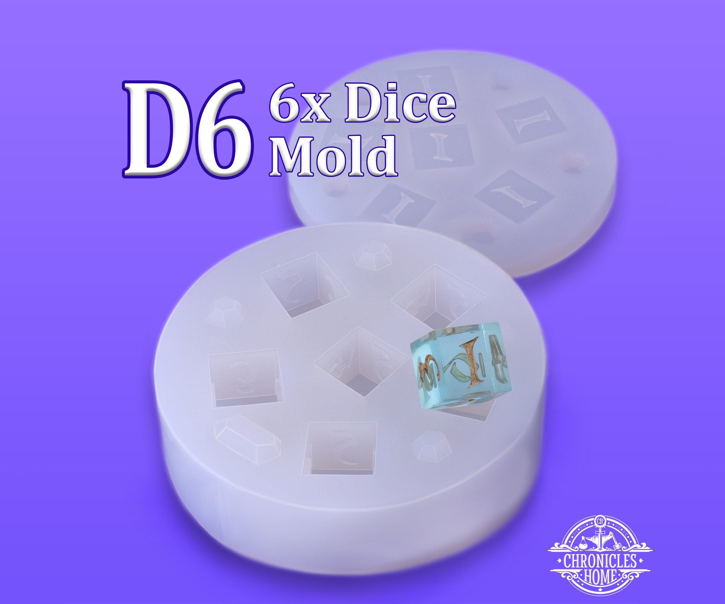 D6 Dice Mold- Multiple Size & Font Options