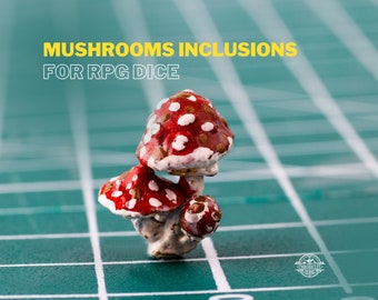 Mushrooms Inclusion for RPG Dice Crafting, 3D Printed and Painted Mushrooms Figure, Inclusion for RPG Resin Dice - 1 Piece