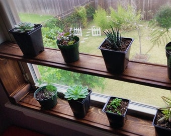 Multi-Layer Rustic Window Sill Shelf for Succulents, Wandering Jew, Herbs, and Other Plants