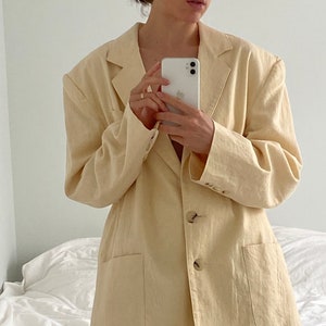 Butter Linen Jacket textured blazer coat size M XL 90's women's clothing image 1