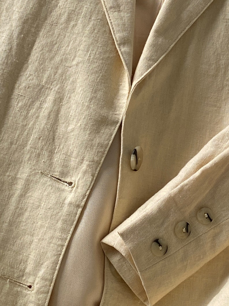 Butter Linen Jacket textured blazer coat size M XL 90's women's clothing image 9