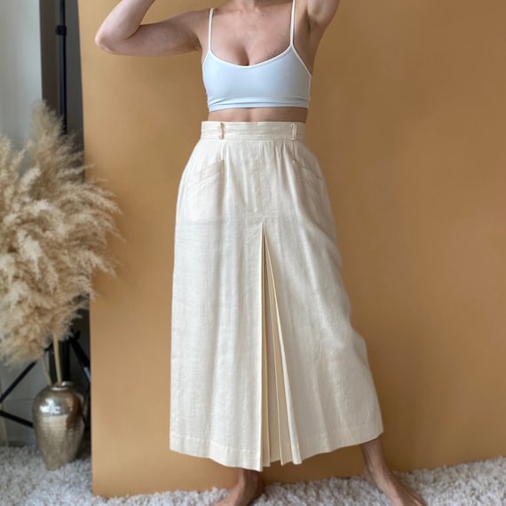 Linen Button Front Skirt ~ Thick soft long linen c