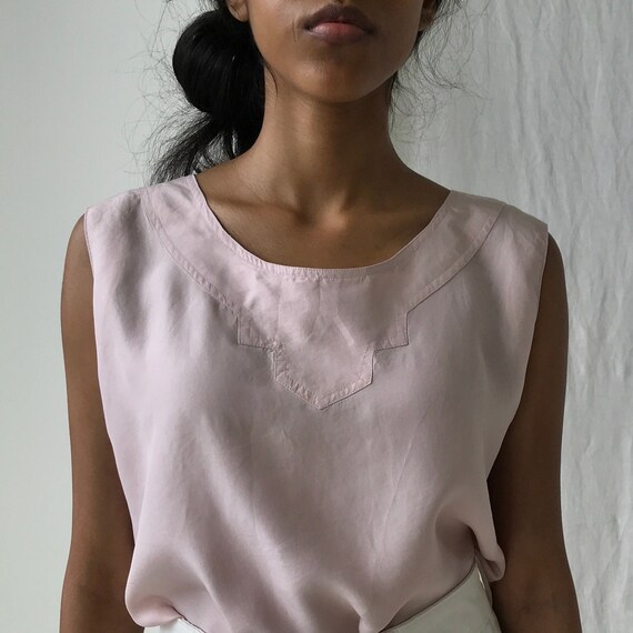 Lavender Pink Silk Top - Soft silk tank top size S