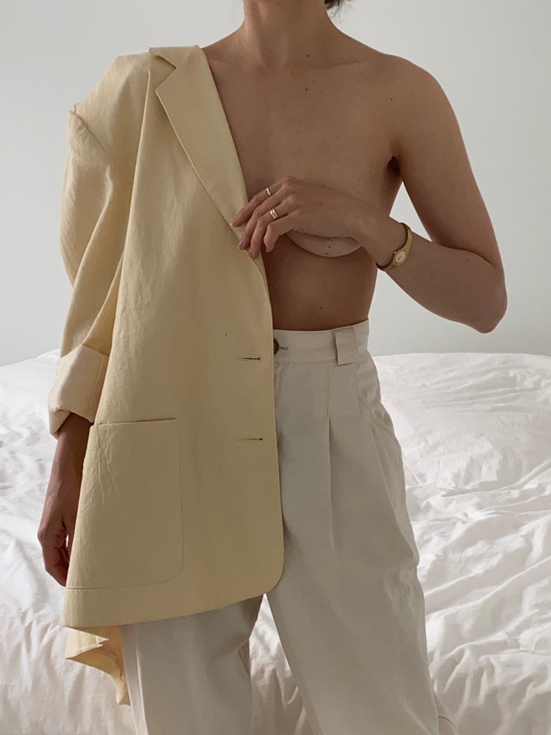 Butter Linen Jacket textured blazer coat size M XL 90's women's clothing image 8