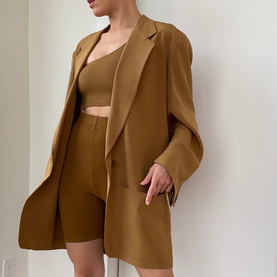 Silk Jacket ~ Soft long tobacco brown silk button