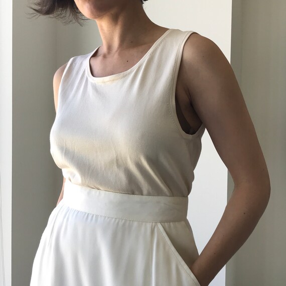 Silk Knit Cream Tank - Soft knit tank top size S /