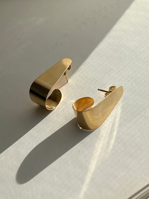 Abstract Earrings ~ 14k Solid Gold abstract organi