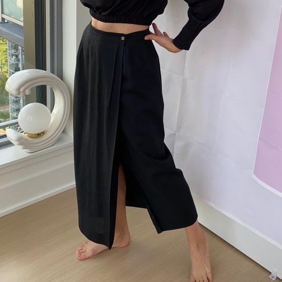 Linen Wrap Skirt ~ Soft long linen blend sheath sk
