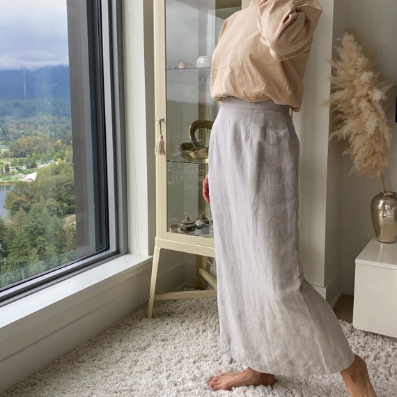 Linen Sheath Skirt ~ Beige soft long linen sheath