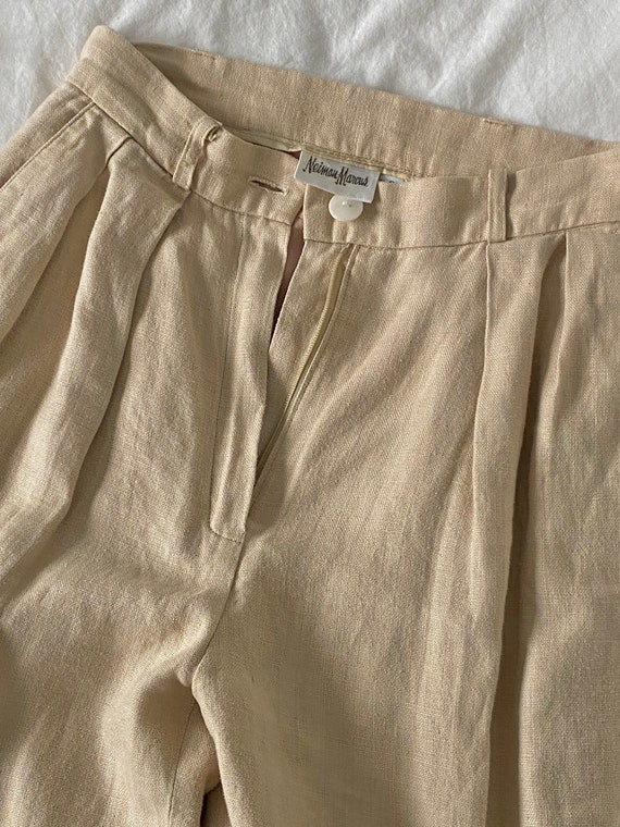 Tan Linen Trousers ~ Soft woven high waist slacks… - image 10